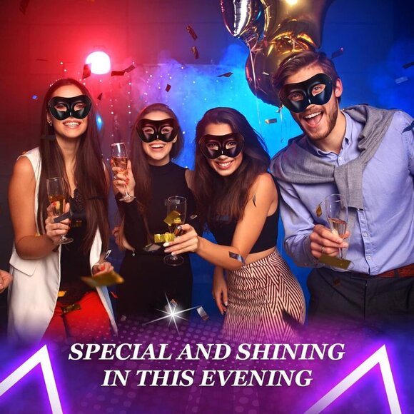 Mardi Gras Masquerade Mask Black Unisex Half Face Mask Retro Venetian Mask for W - Picture 7 of 7